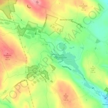 Mappa topografica Oakdale, altitudine, rilievo