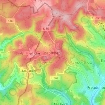 Mappa topografica Hohenhain, altitudine, rilievo