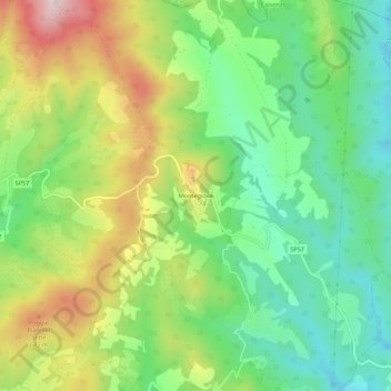 Mappa topografica Montegiove, altitudine, rilievo