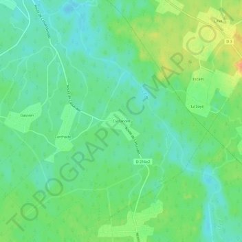 Mappa topografica Castandet, altitudine, rilievo