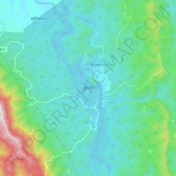 Mappa topografica Thanchi, altitudine, rilievo