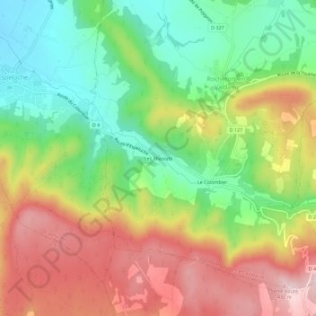Mappa topografica Les Théolats, altitudine, rilievo