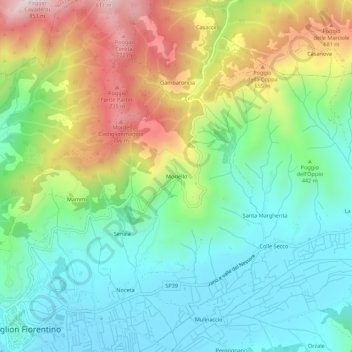 Mappa topografica Moriello, altitudine, rilievo
