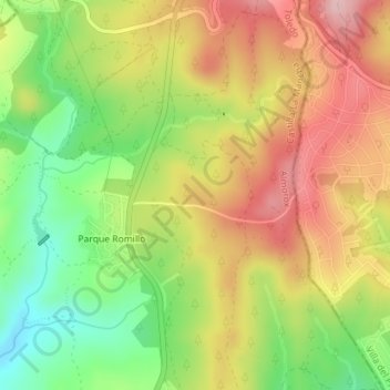 Mappa topografica Cerro de Pino Romero, altitudine, rilievo