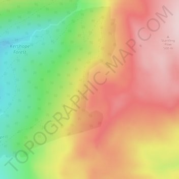 Mappa topografica Round Crag, altitudine, rilievo