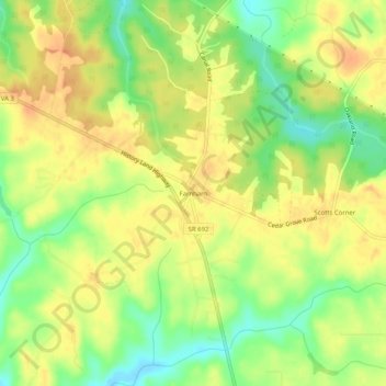 Mappa topografica Farnham, altitudine, rilievo