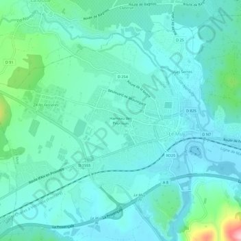 Mappa topografica Hameau des Peyrouas, altitudine, rilievo