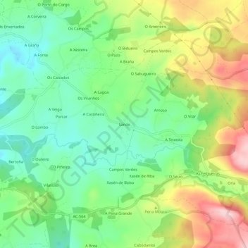 Mappa topografica Sande, altitudine, rilievo