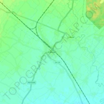 Mappa topografica Laksar, altitudine, rilievo