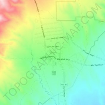 Mappa topografica Towaoc, altitudine, rilievo