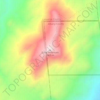 Mappa topografica Black Mountain, altitudine, rilievo
