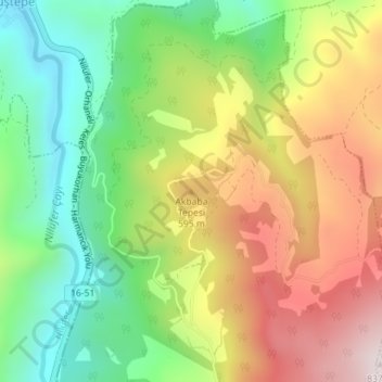Mappa topografica Akbaba Tepesi, altitudine, rilievo