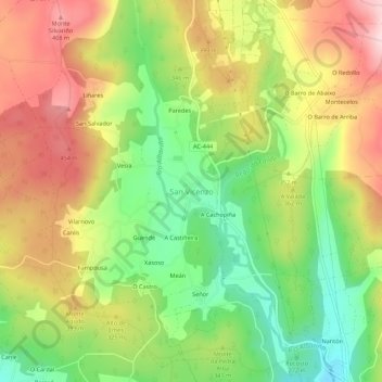 Mappa topografica San Vicenzo, altitudine, rilievo