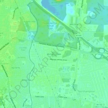 Mappa topografica Michaels Woods, altitudine, rilievo
