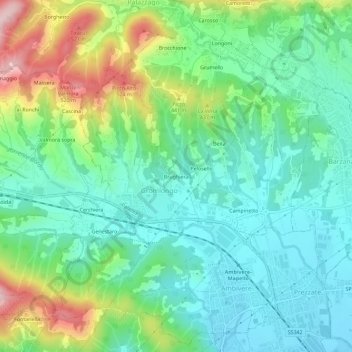 Mappa topografica Brughiera, altitudine, rilievo