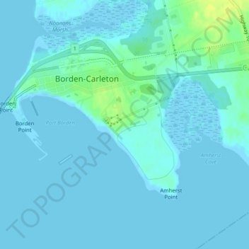 Mappa topografica Borden, altitudine, rilievo
