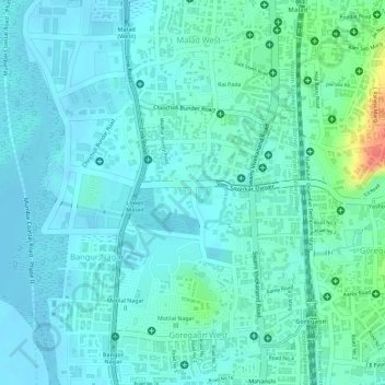 Mappa topografica Sunder Nagar, altitudine, rilievo