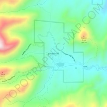 Mappa topografica Johnsondale, altitudine, rilievo
