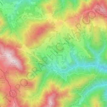 Mappa topografica Valle, altitudine, rilievo
