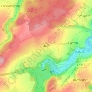Mappa topografica Staitz, altitudine, rilievo