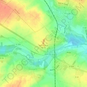 Mappa topografica Mont César, altitudine, rilievo