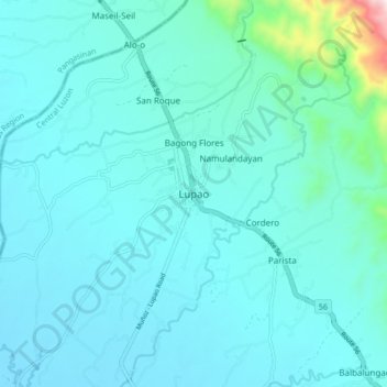 Mappa topografica Lupao, altitudine, rilievo