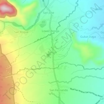 Mappa topografica Bonga, altitudine, rilievo