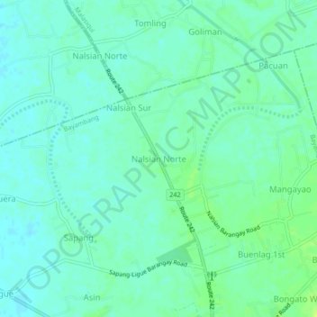 Mappa topografica Nalsian Norte, altitudine, rilievo