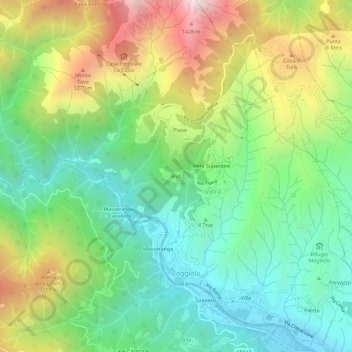 Mappa topografica Rivò, altitudine, rilievo