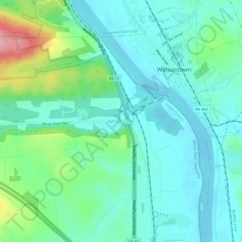 Mappa topografica White Deer, altitudine, rilievo