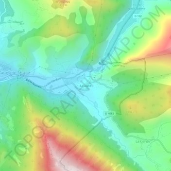 Mappa topografica La Lagne, altitudine, rilievo