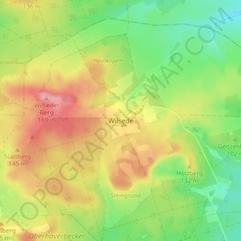 Mappa topografica Wilsede, altitudine, rilievo