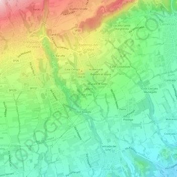 Mappa topografica Laguna, altitudine, rilievo