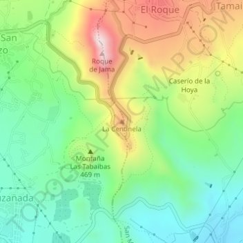 Mappa topografica La Centinela, altitudine, rilievo