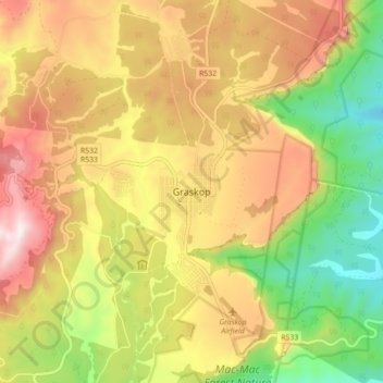 Mappa topografica Graskop, altitudine, rilievo