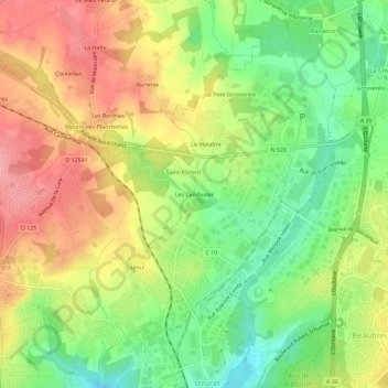 Mappa topografica Les Cambuses, altitudine, rilievo