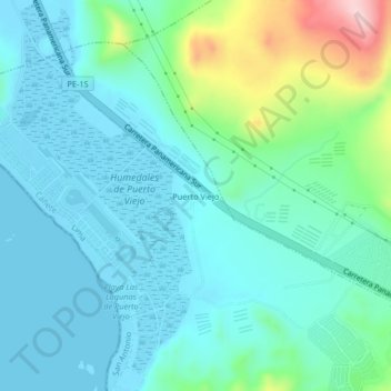 Mappa topografica Puerto Viejo, altitudine, rilievo