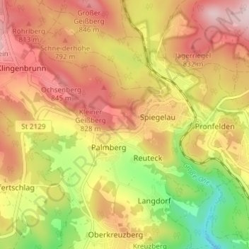 Mappa topografica Hochreuth, altitudine, rilievo