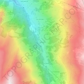 Mappa topografica Praranger, altitudine, rilievo