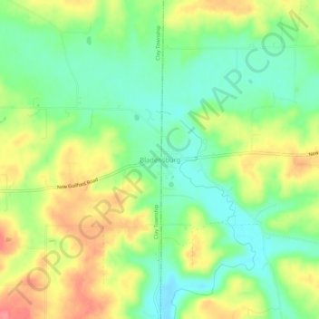 Mappa topografica Bladensburg, altitudine, rilievo