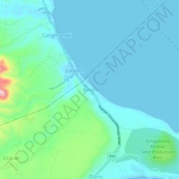 Mappa topografica Bogo, altitudine, rilievo