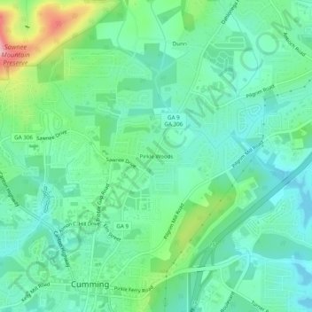 Mappa topografica Pirkle Woods, altitudine, rilievo