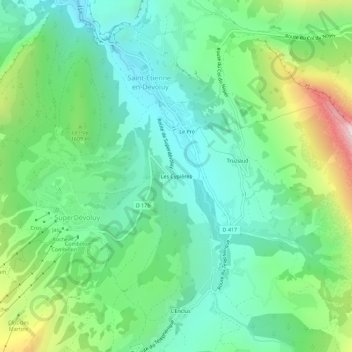 Mappa topografica Les Cypières, altitudine, rilievo
