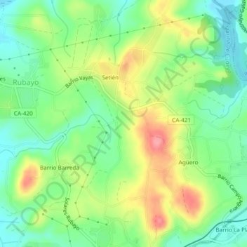 Mappa topografica Rongal, altitudine, rilievo
