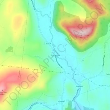 Mappa topografica Greenbush, altitudine, rilievo