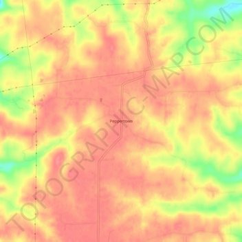 Mappa topografica Peppertown, altitudine, rilievo