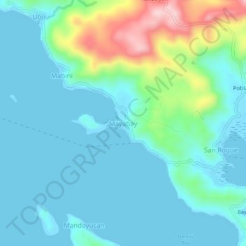 Mappa topografica Mayabay, altitudine, rilievo