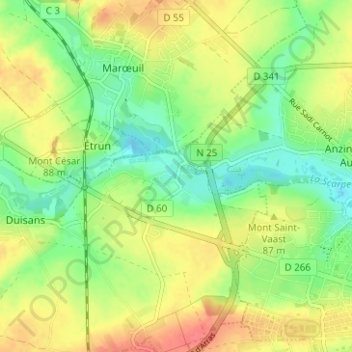 Mappa topografica Louez, altitudine, rilievo