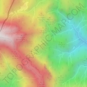 Mappa topografica Gabiola, altitudine, rilievo