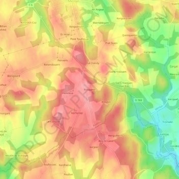 Mappa topografica Rosquero, altitudine, rilievo